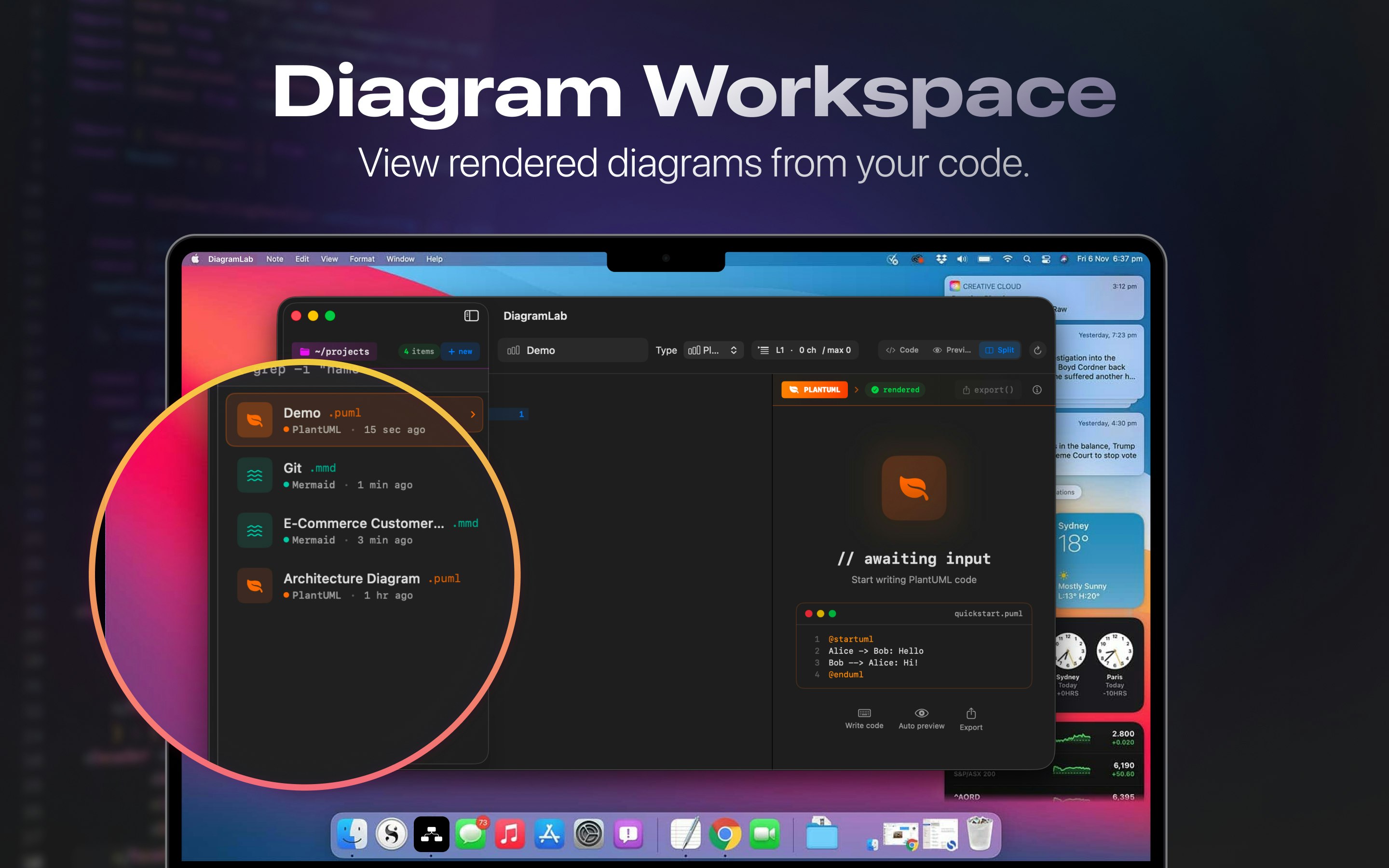 DiagramLab - Mermaid/PlantUML - Screenshot 3 showing product features and functionality