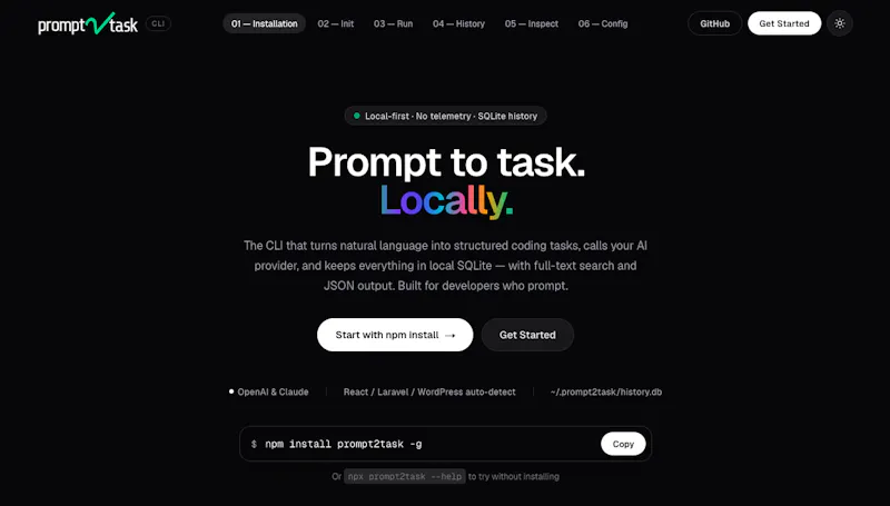 prompt2task — local screenshot 1