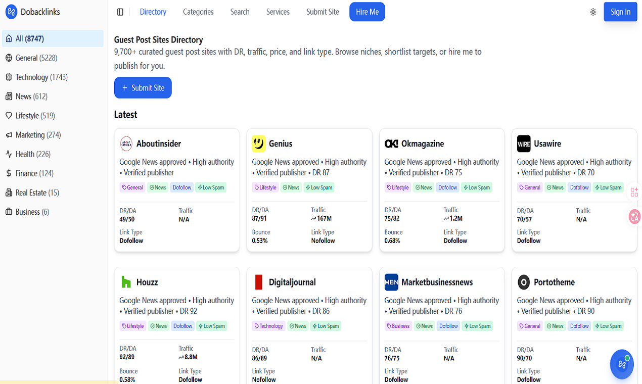 Dobacklinks - Screenshot 2 showing product features and functionality