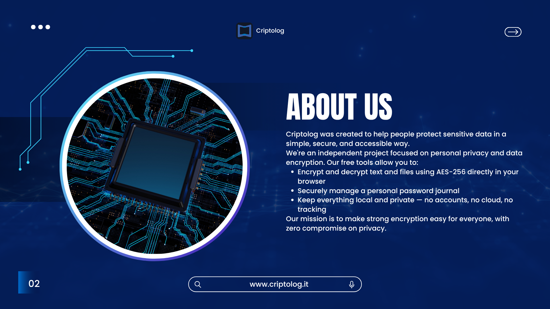 Criptolog - AES 암호화 및 비밀번호 저널, 100% 클라이언트 측 미디어 2