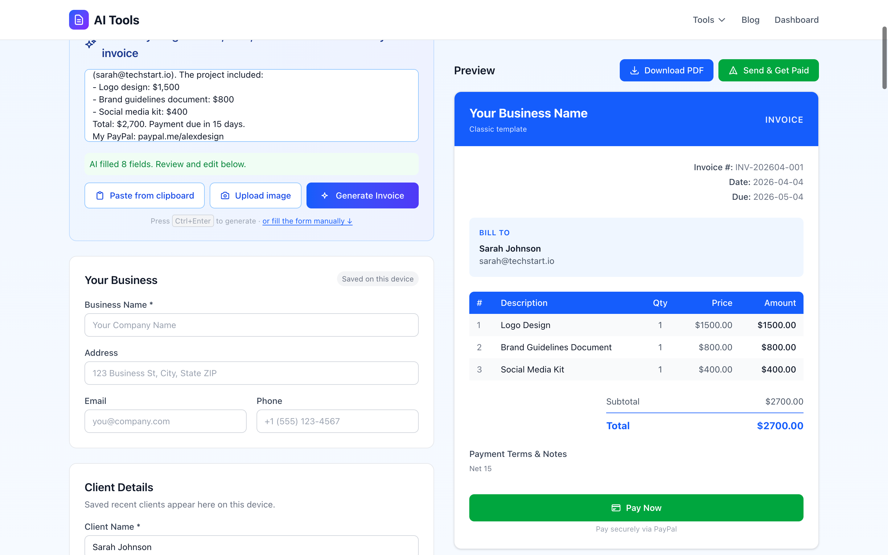 AI Invoice Maker gallery image