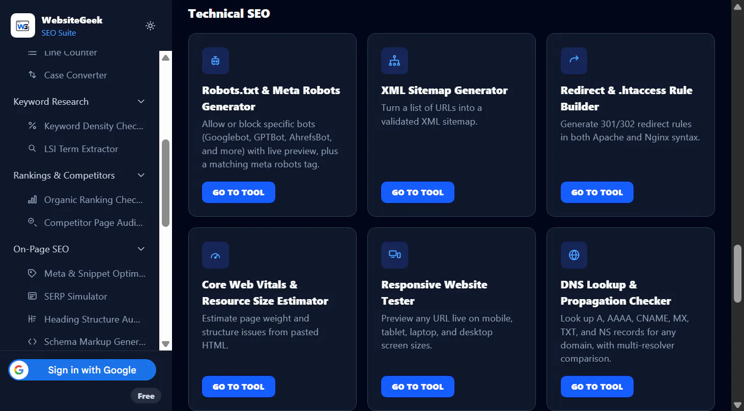 WebsiteGeek SEO Suite gallery image