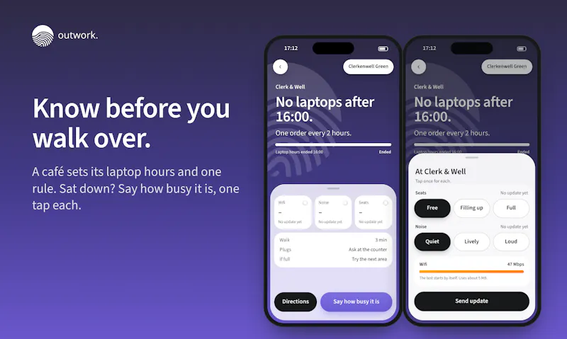 Outwork. Cafés to work in, near you. screenshot 3