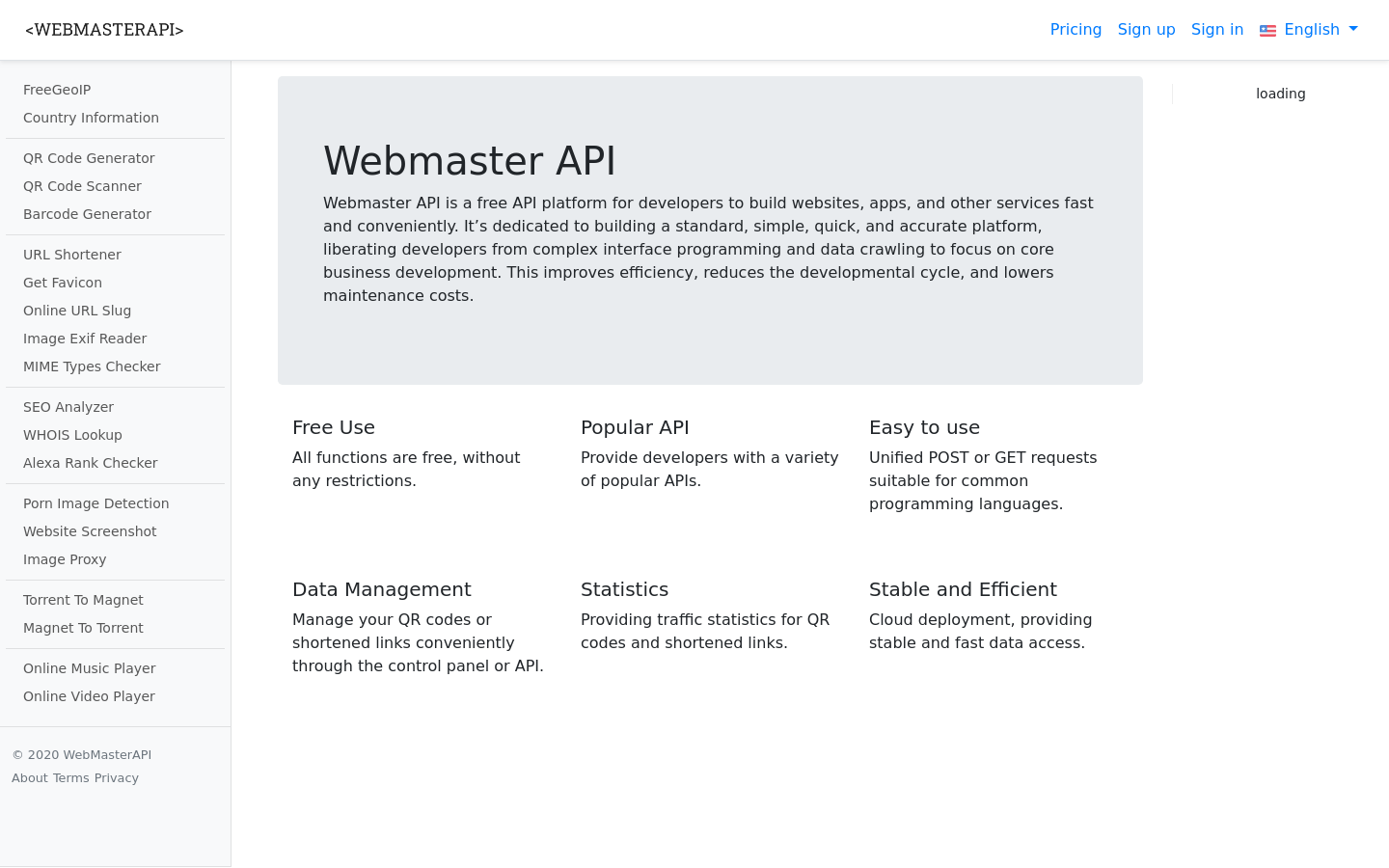 Webmaster API