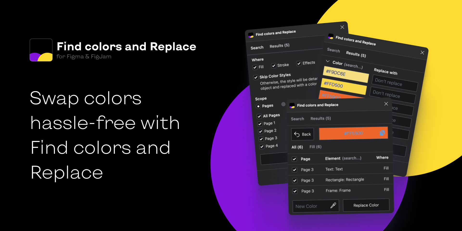 startuptile Find Colors and Replace for Figma-Swap colors hassle free across your entire project