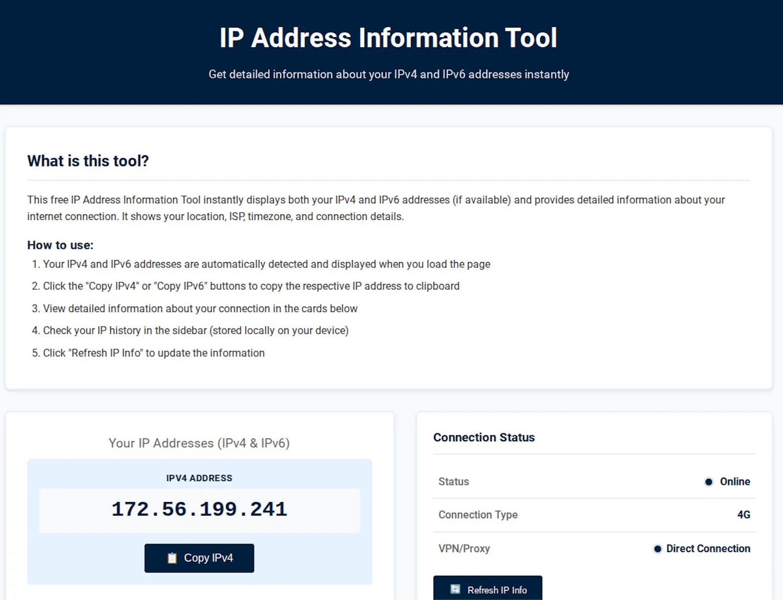 FreeWWW IP Address Lookup screenshot 1