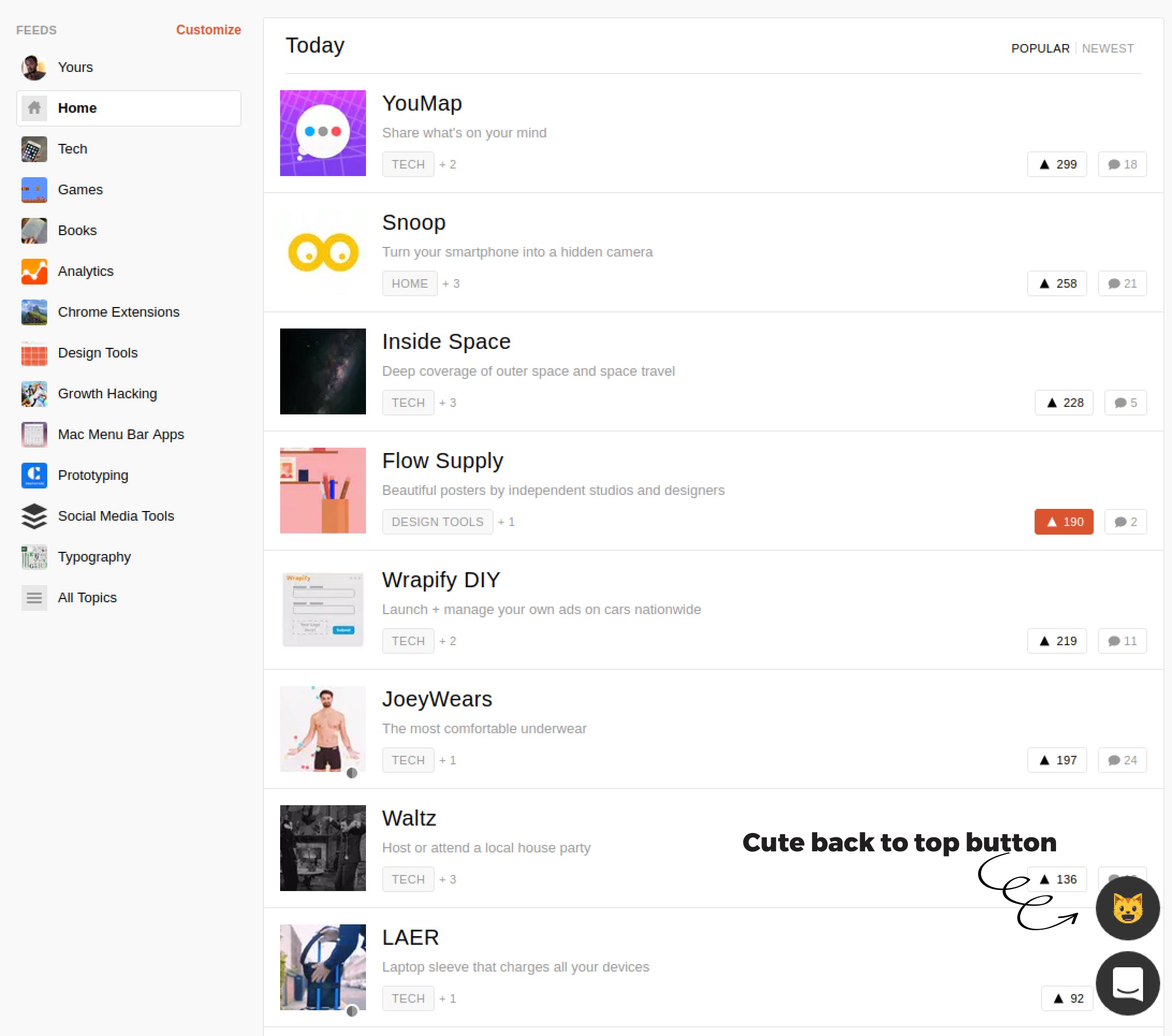 Back to Top button for Product Hunt media 2