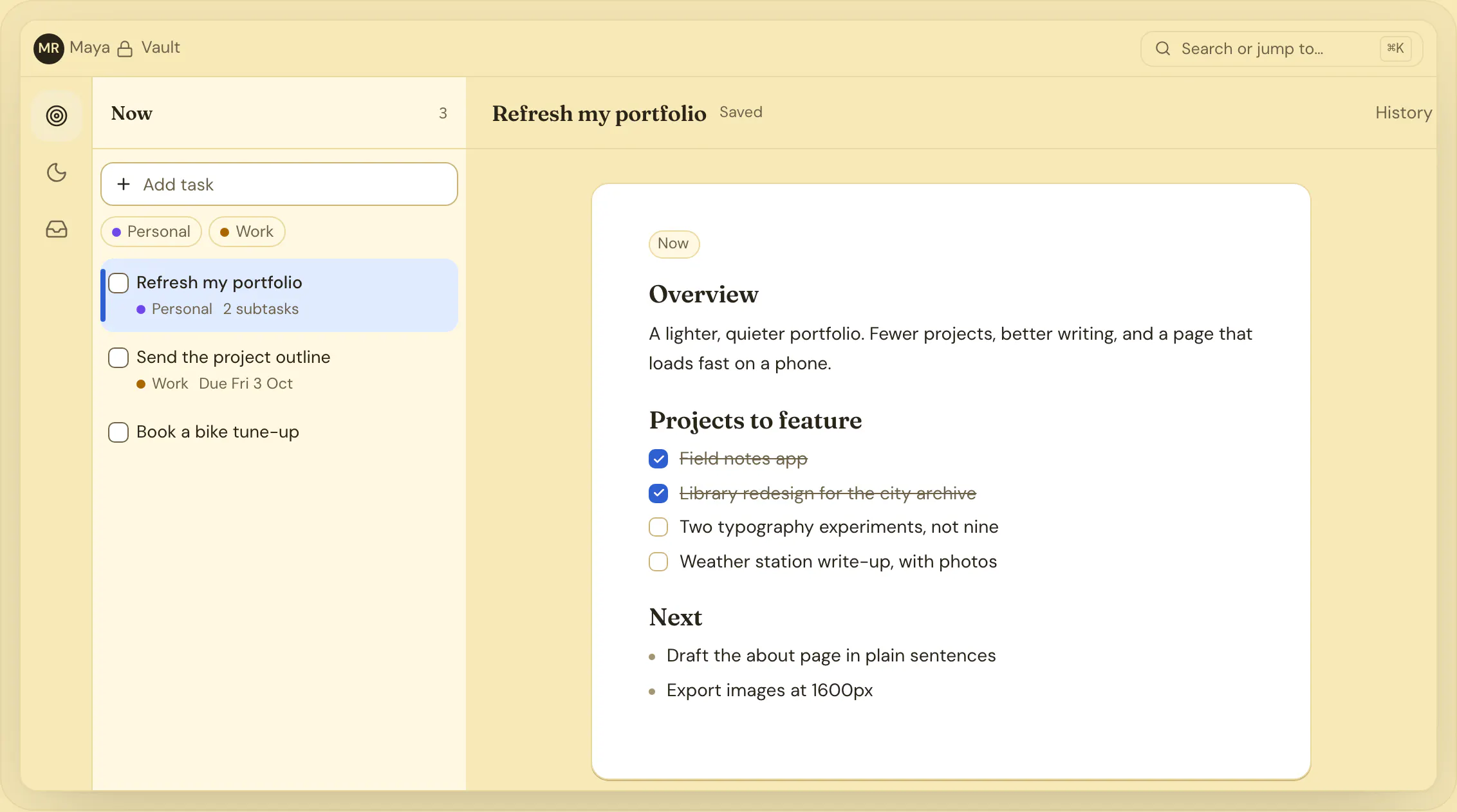 symplist - a calm task workspace gallery image