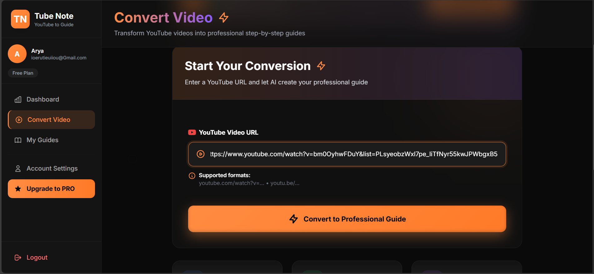 YouTube to Guide - Screenshot 3 showing product features and functionality
