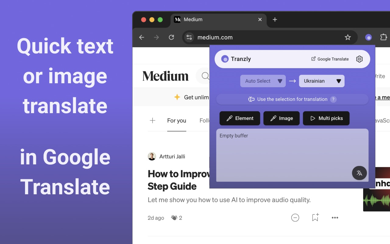 Média Traducteur de texte et d'images en vue contextuelle - Traduisez avec GoogleTranslate sans aucun copier-coller. 2