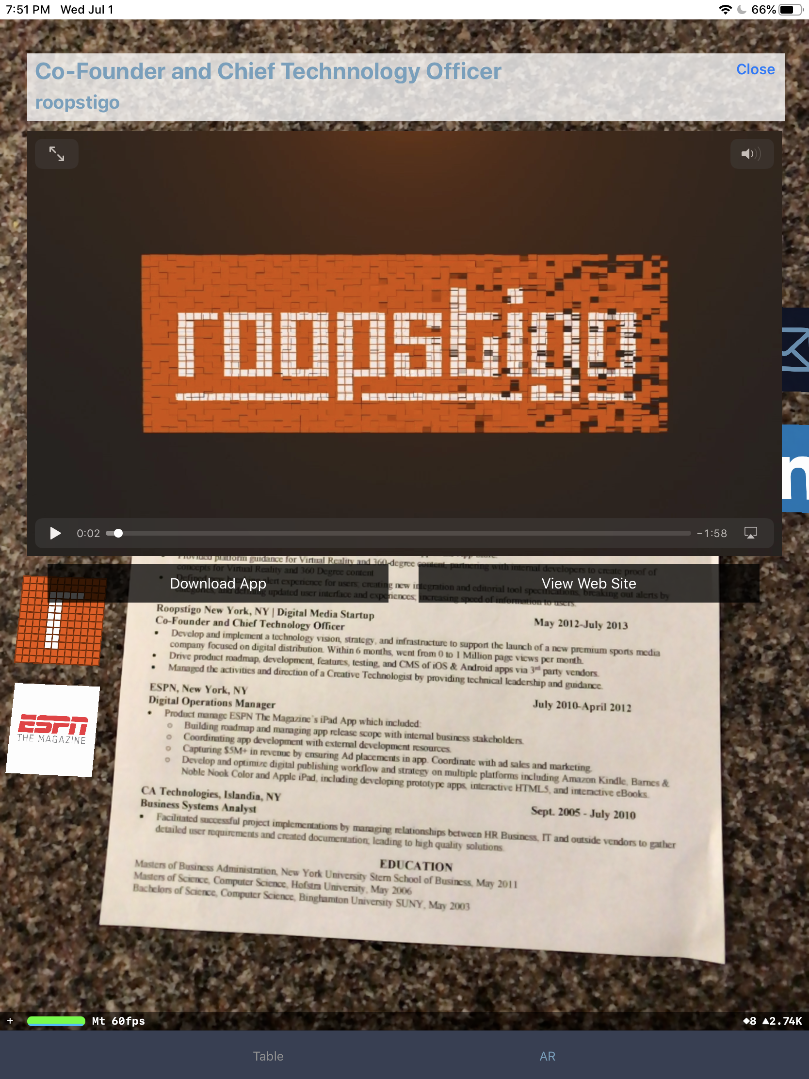 Augmented Reality Resume gallery image