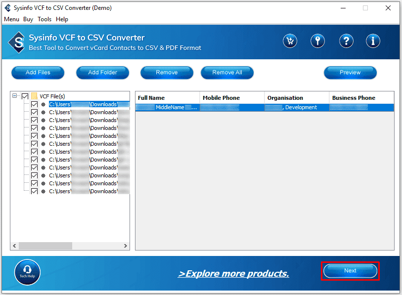 SYSINFO VCF에서 CSV 변환기 - VCF를 CSV로 변환하기위한 Sysinfo VCF에서 CSV 변환기 도구 미디어 5