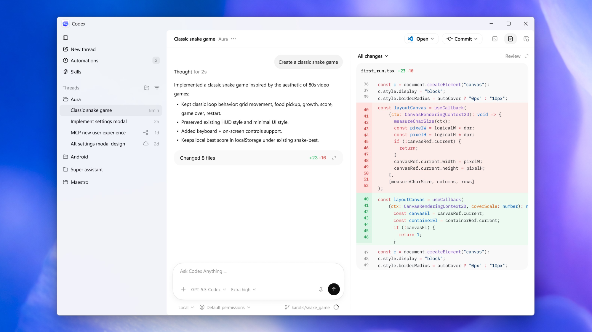 Codex app for Windows - Screenshot 3 showing product features and functionality