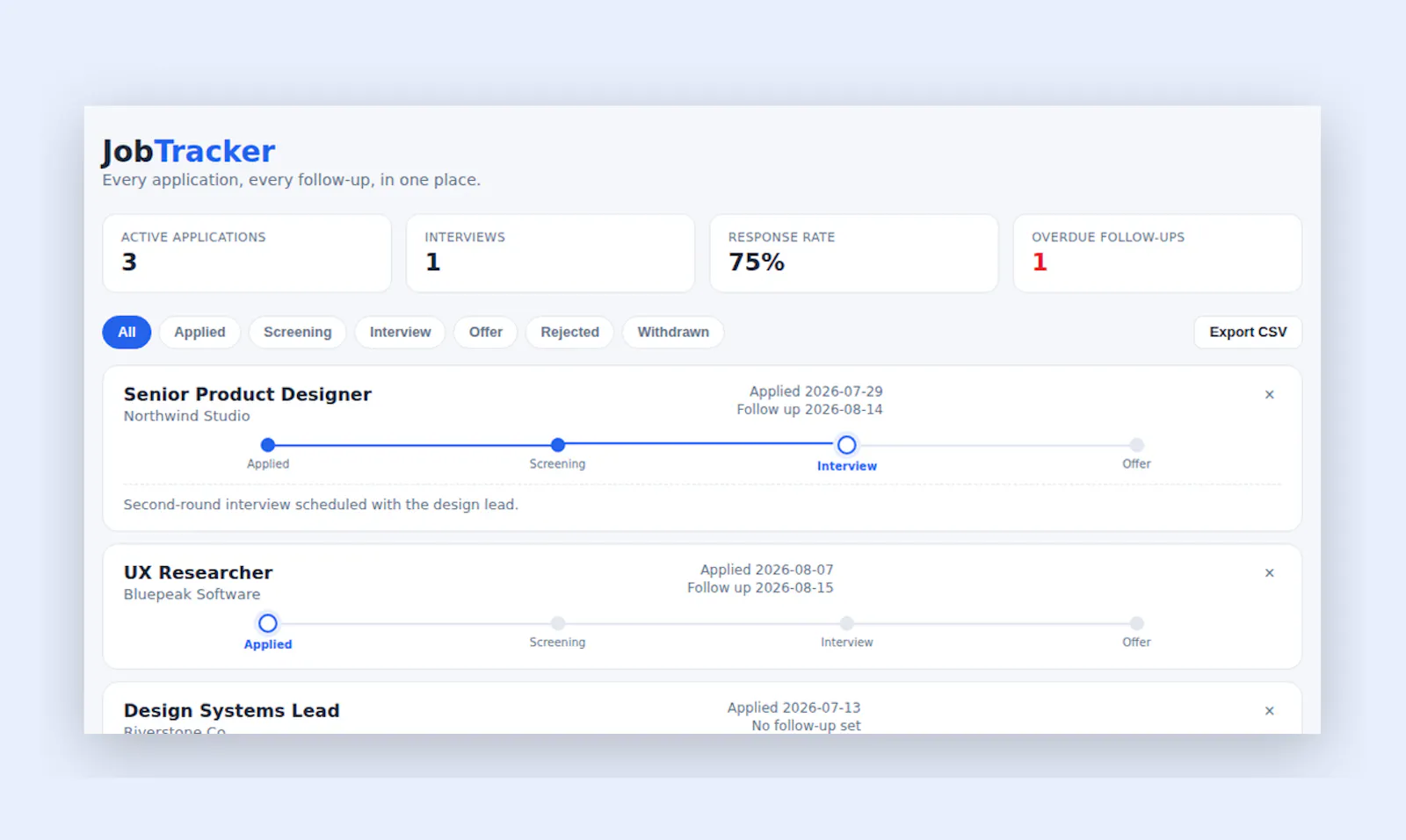 Job Tracker screenshot 1
