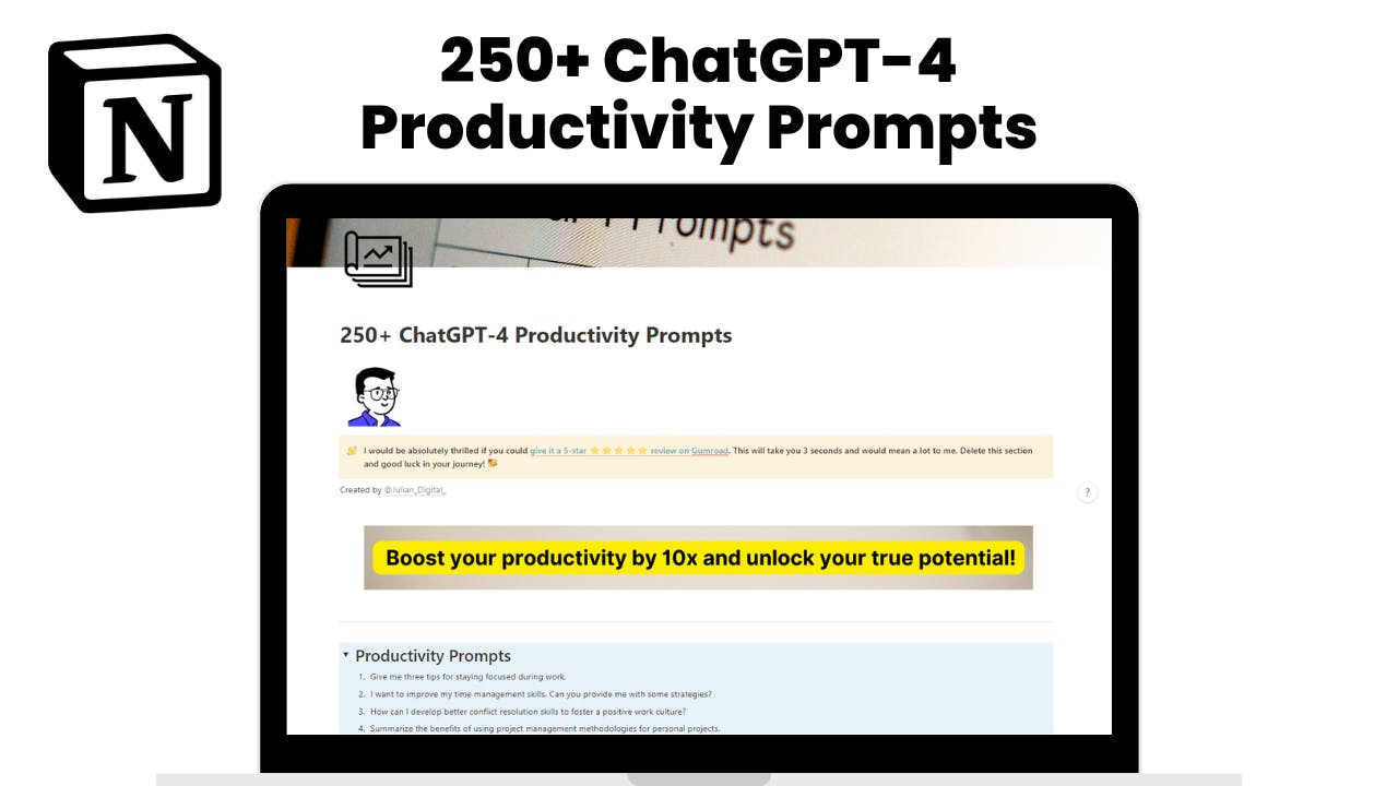 250+ ChatGPT-4 Productivity Prompts media 1