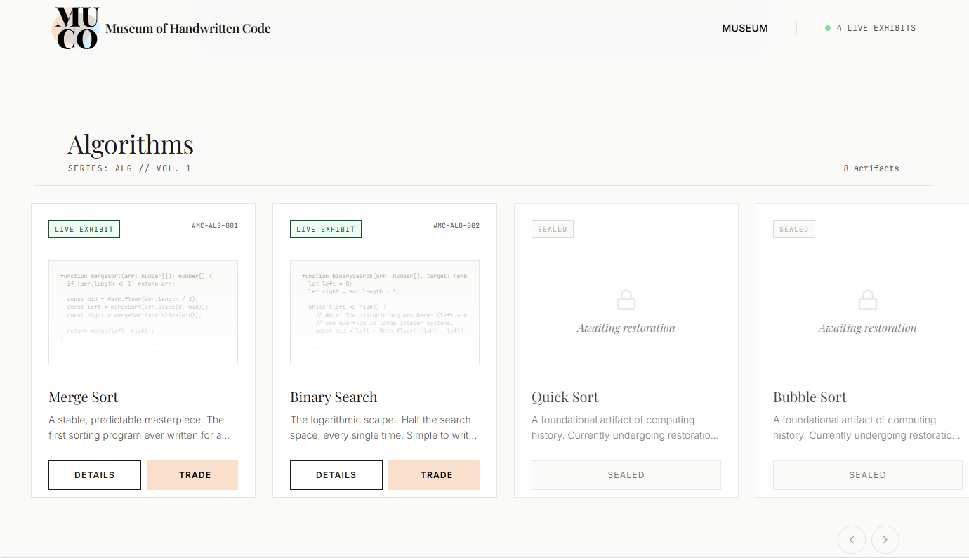 Museum of Handwritten Code - Screenshot 2 showing product features and functionality