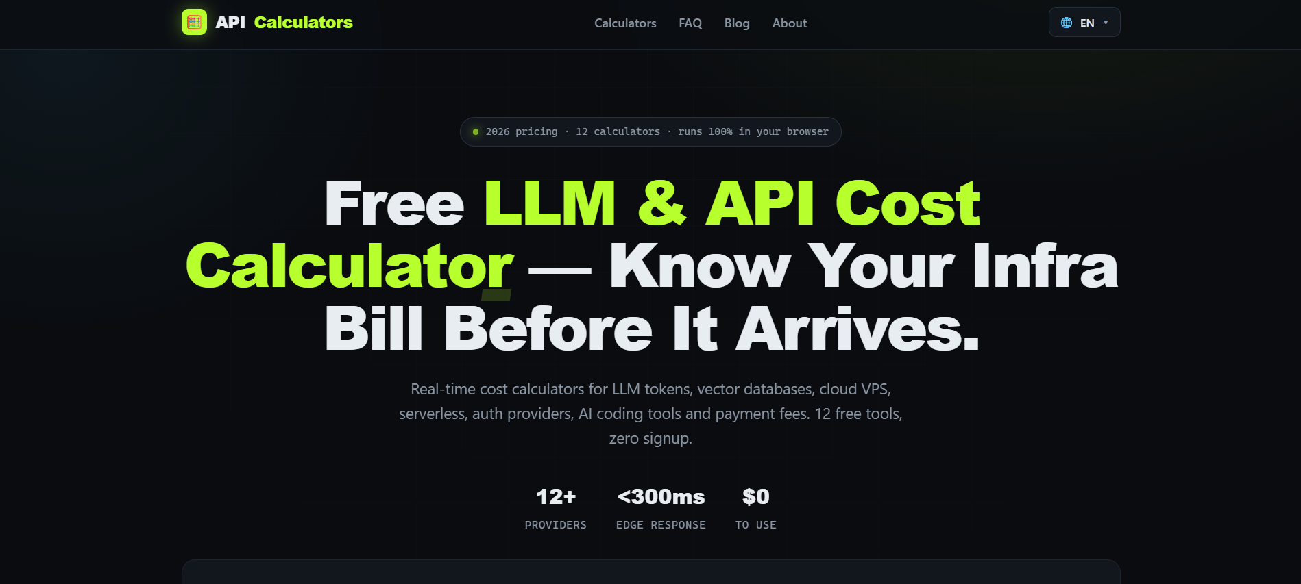Free API Cost Calculators for Developer.