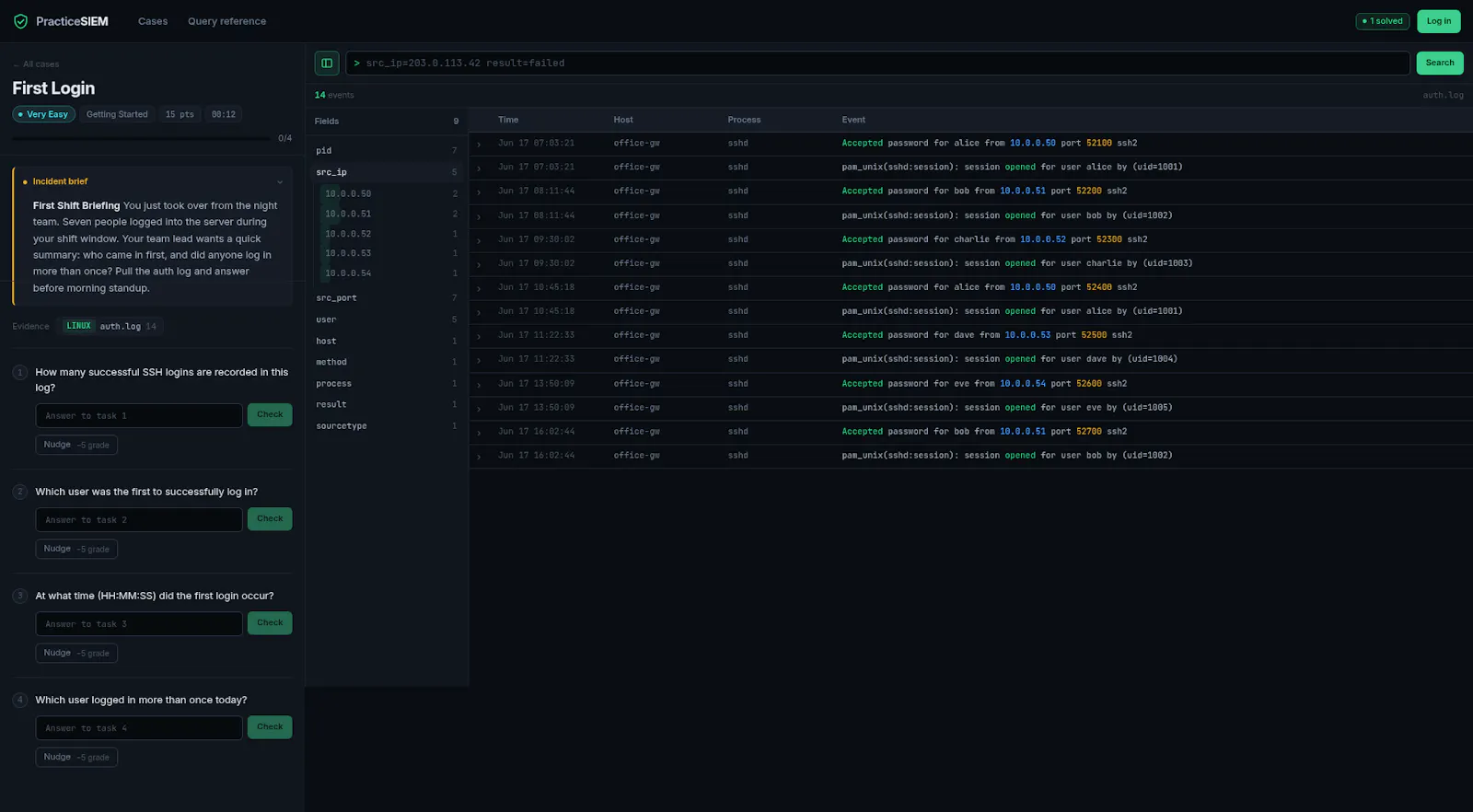 PracticeSIEM screenshot 2