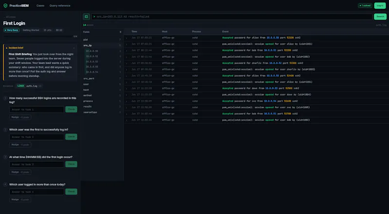 PracticeSIEM screenshot 2