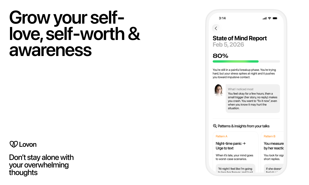 Lovon AI Therapy - Screenshot 2 showing product features and functionality