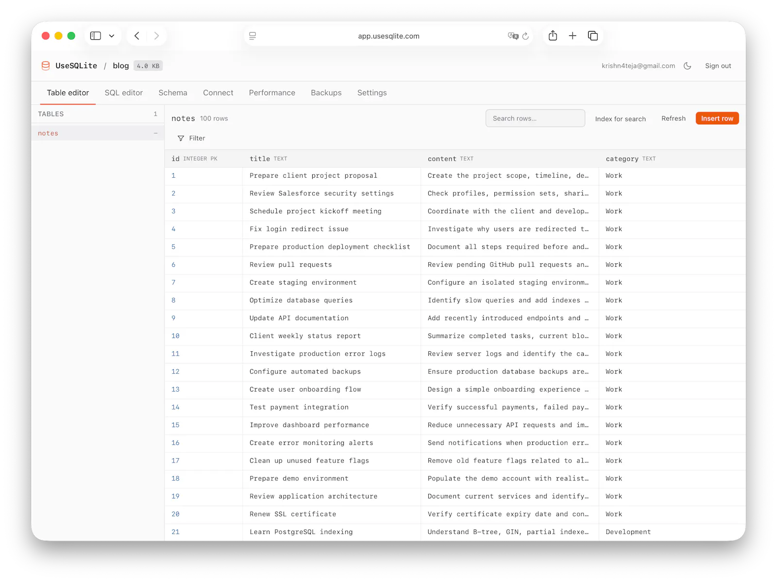 UseSQLite screenshot 2