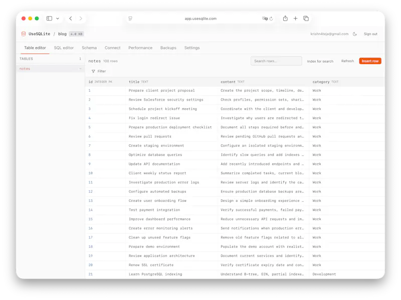 UseSQLite screenshot 2