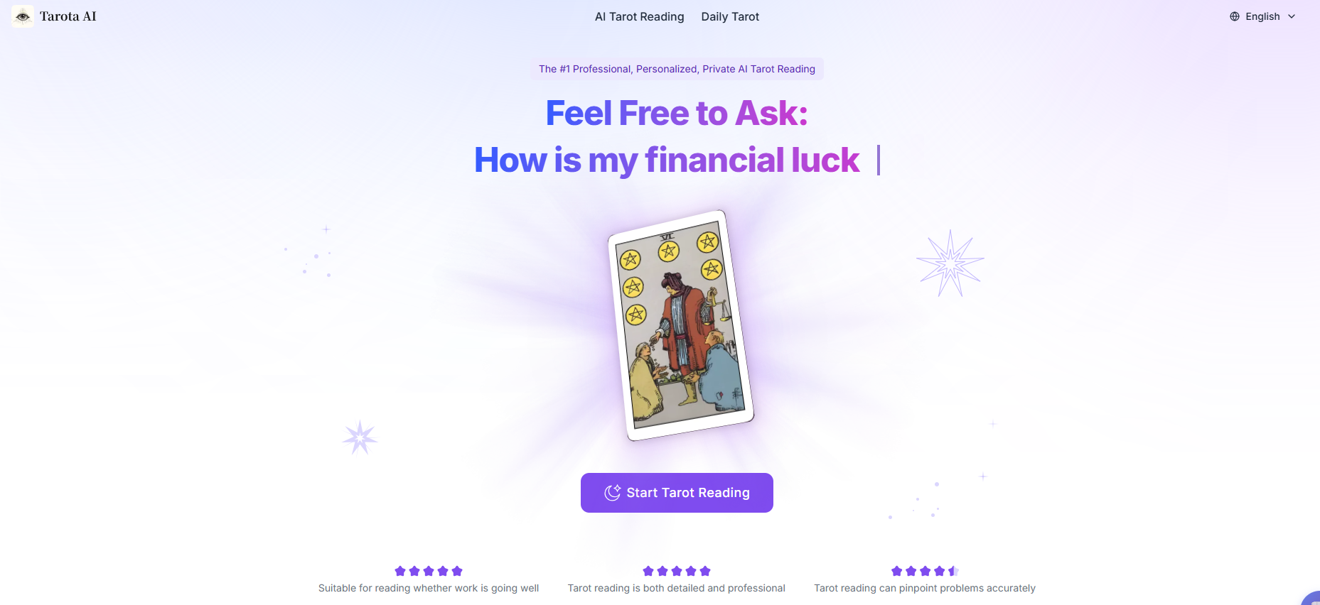 Tarota AI - Main product screenshot demonstrating key features and user interface