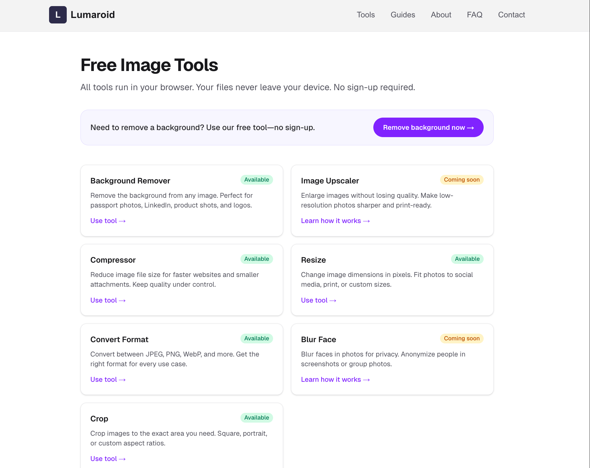 Lumaroid - Free Online Tools - Screenshot 4 showing product features and functionality