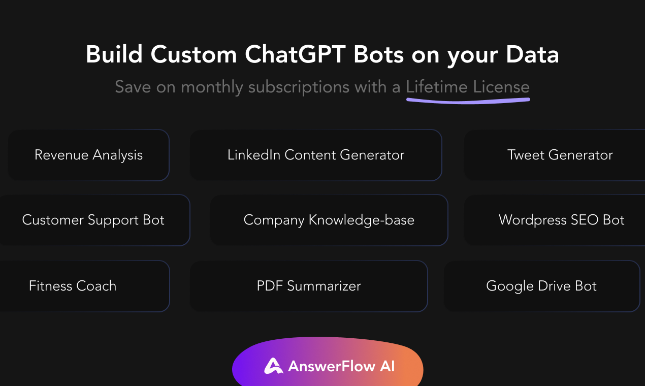 startuptile AnswerFlow AI-Build unlimited custom ChatGPT bots with a lifetime license