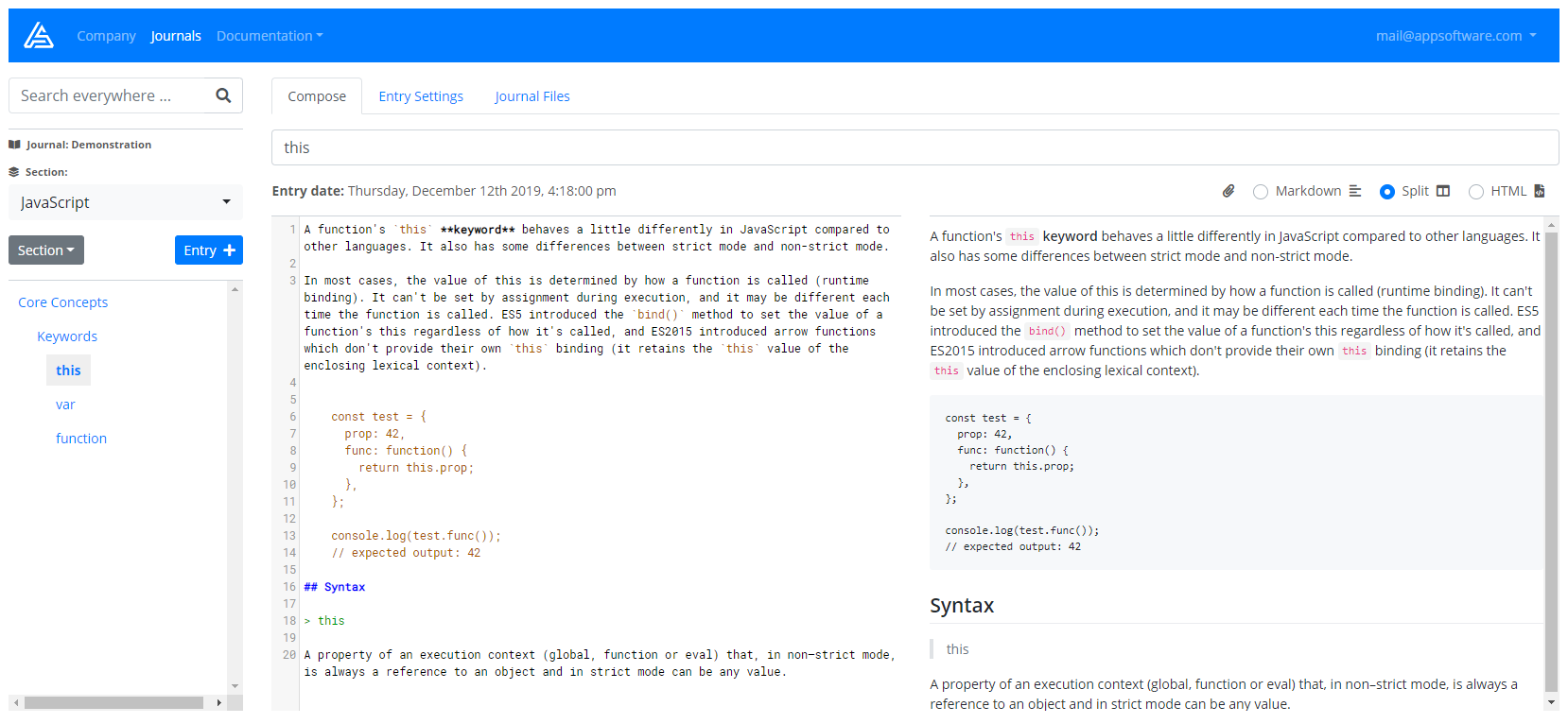 AppSoftware Journals
