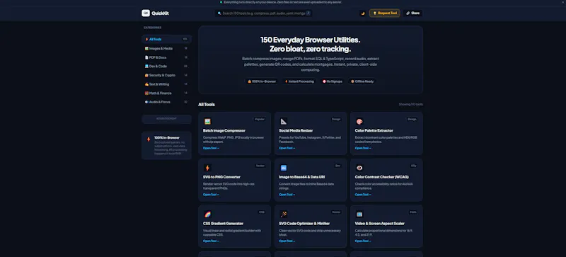 QuickKit 150 Fast Browser Utilities screenshot 1