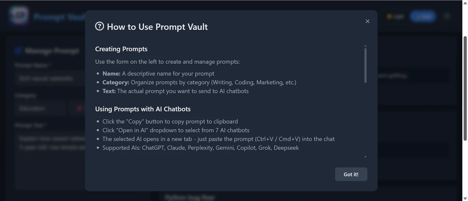 Prompt Vault screenshot 2
