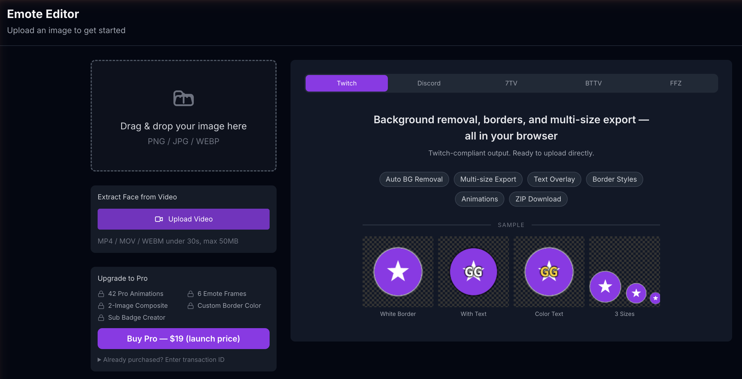 MakeEmotes — Twitch Emote Maker - Screenshot 2 showing product features and functionality