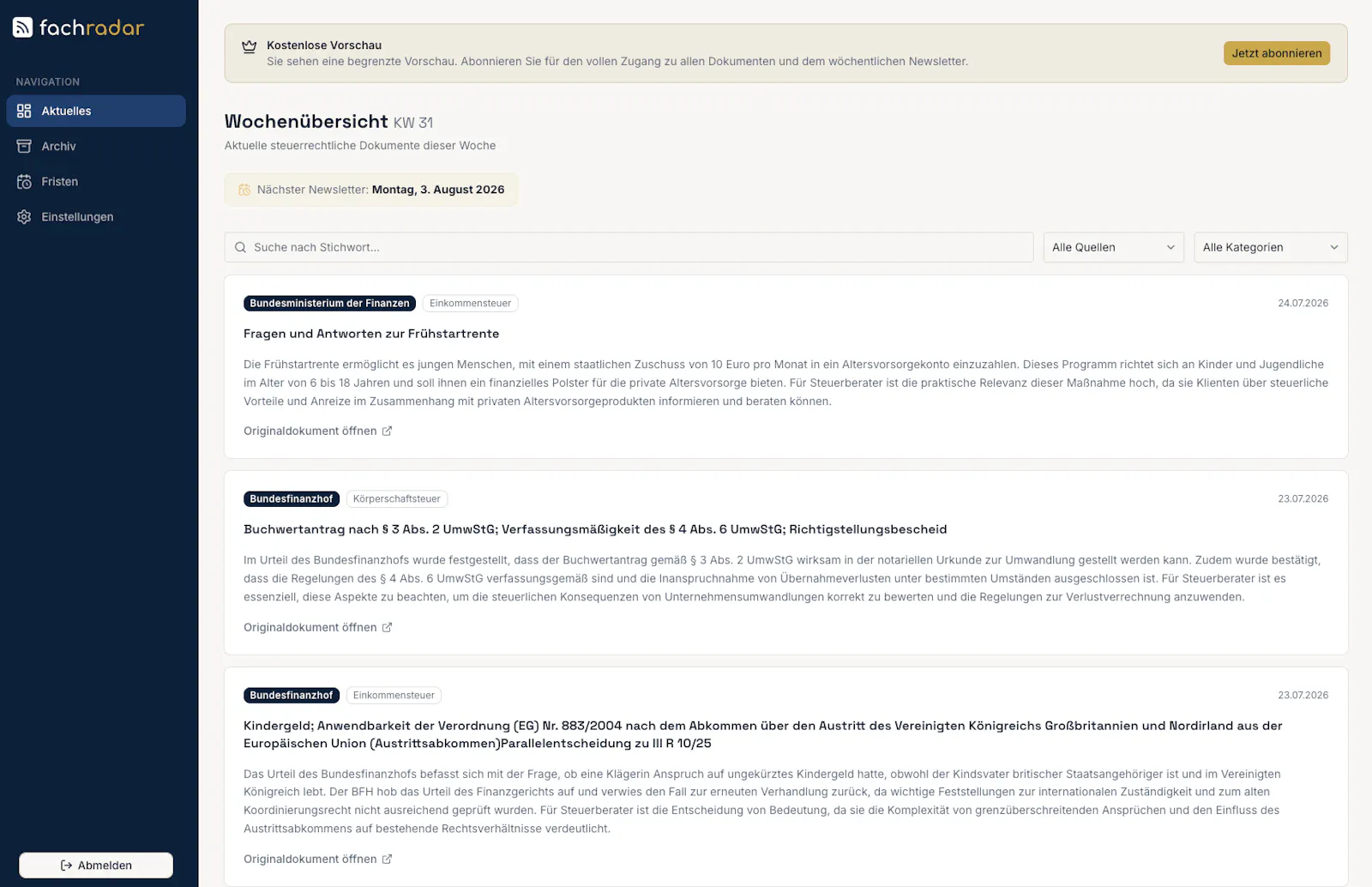 Fachradar screenshot 2