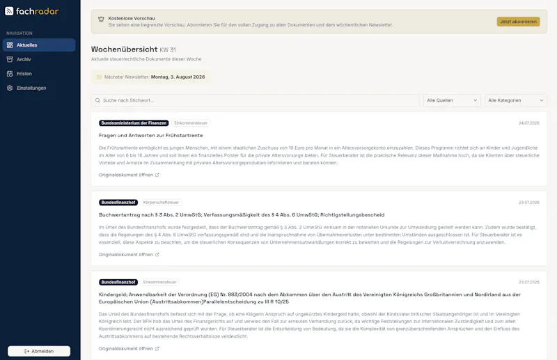 Fachradar screenshot 2