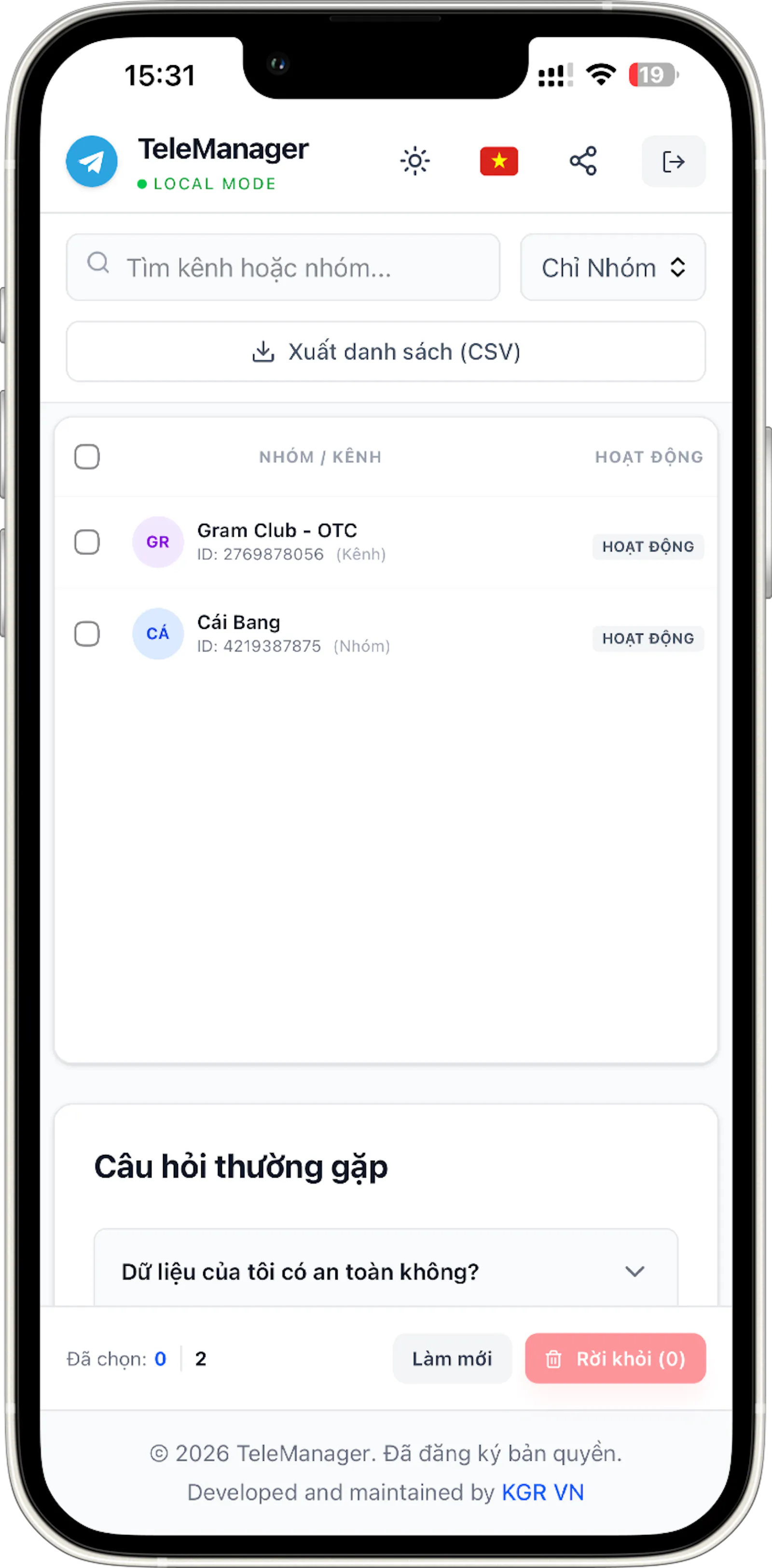 Bulk Manage Telegram Groups, Channels screenshot 3