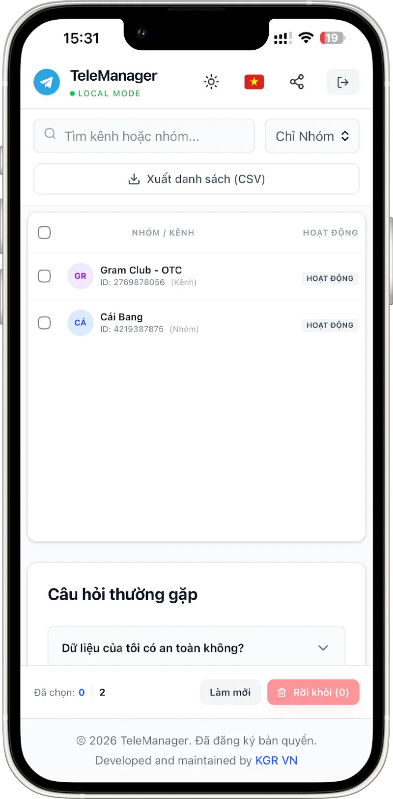 Bulk Manage Telegram Groups, Channels screenshot 3