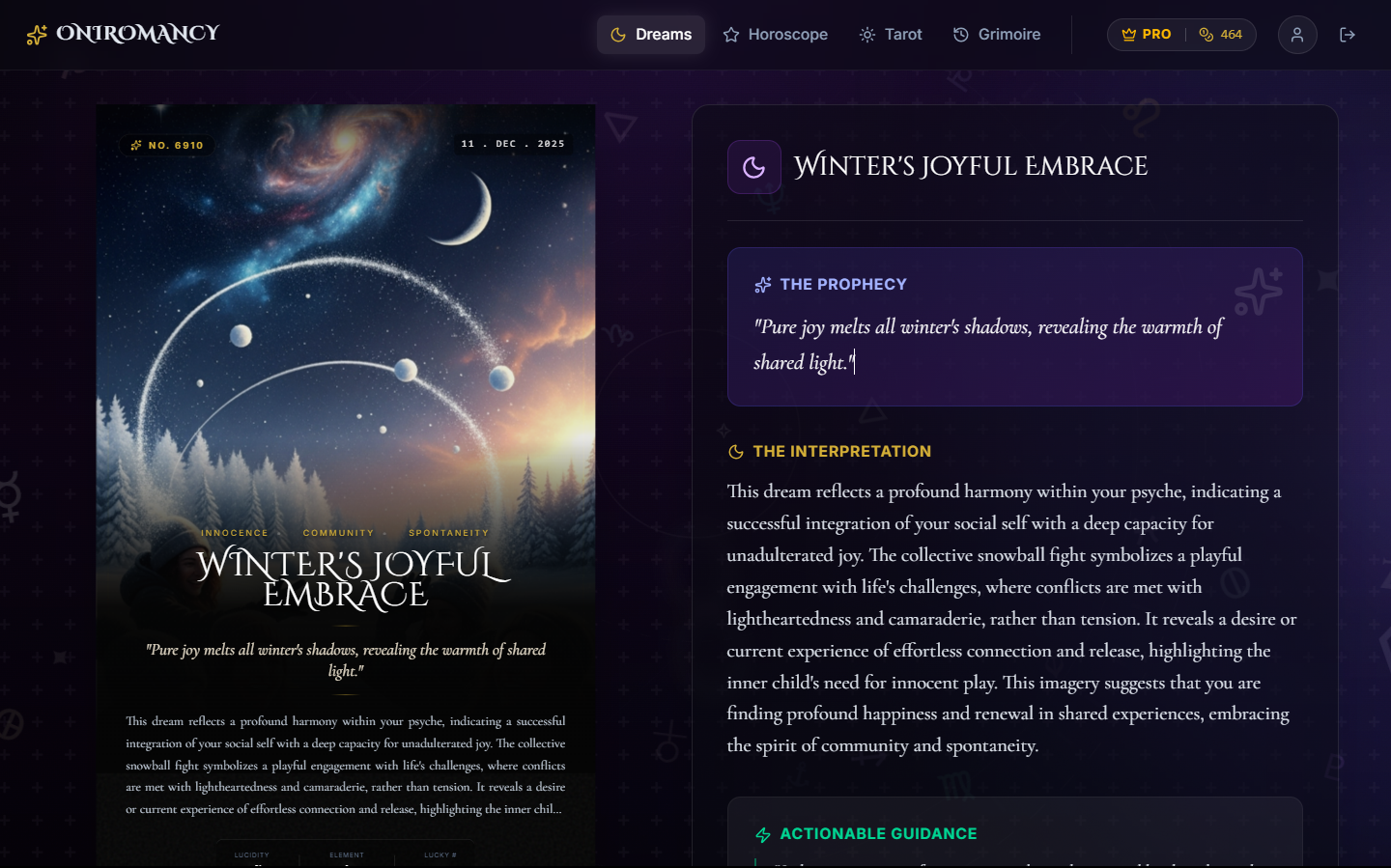 oniromancy - Screenshot 2 showing product features and functionality
