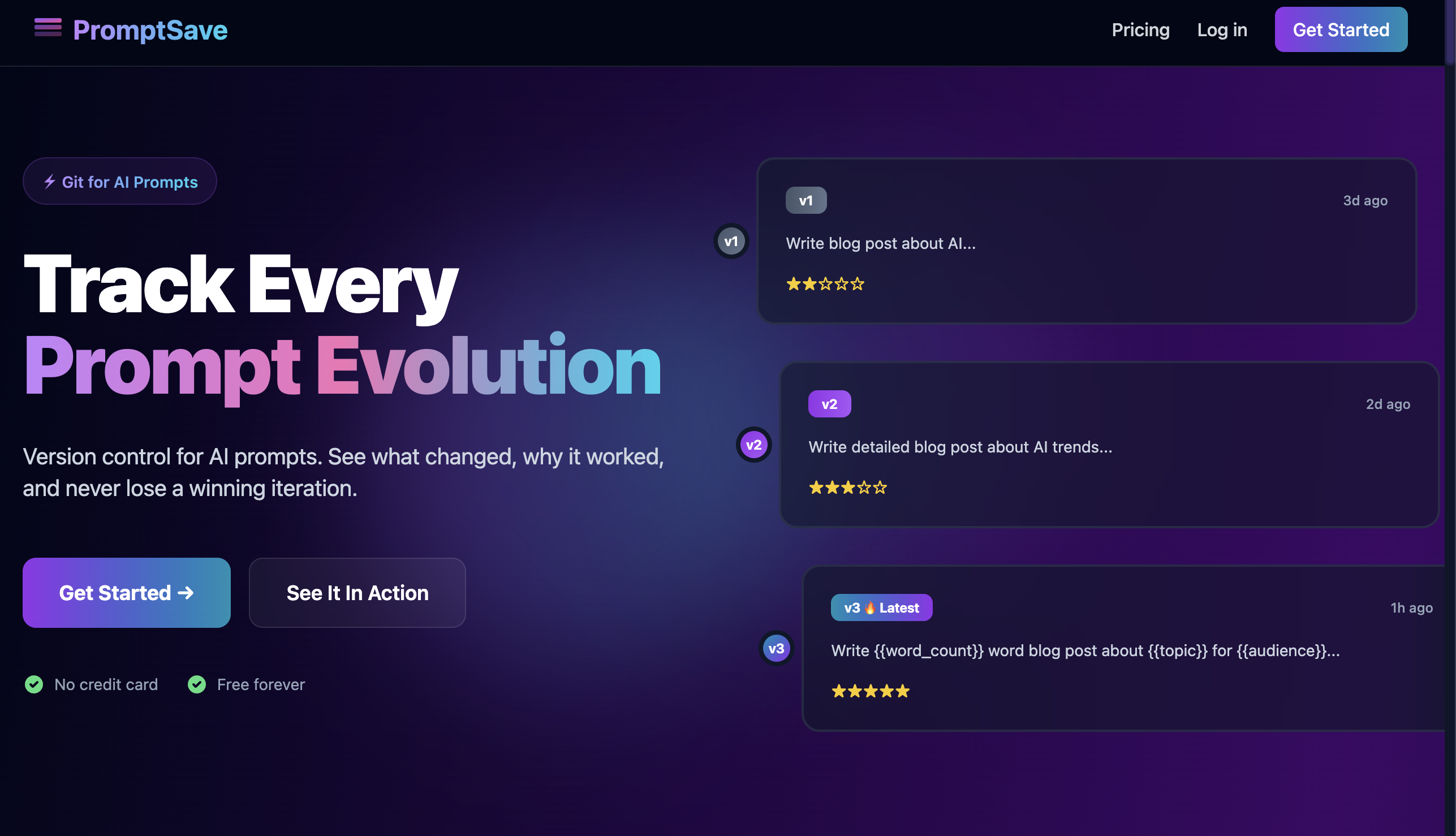 PromptSave - Main product screenshot demonstrating key features and user interface
