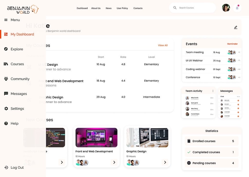 Plataforma de aprendizaje en línea de Benjamin World media 1