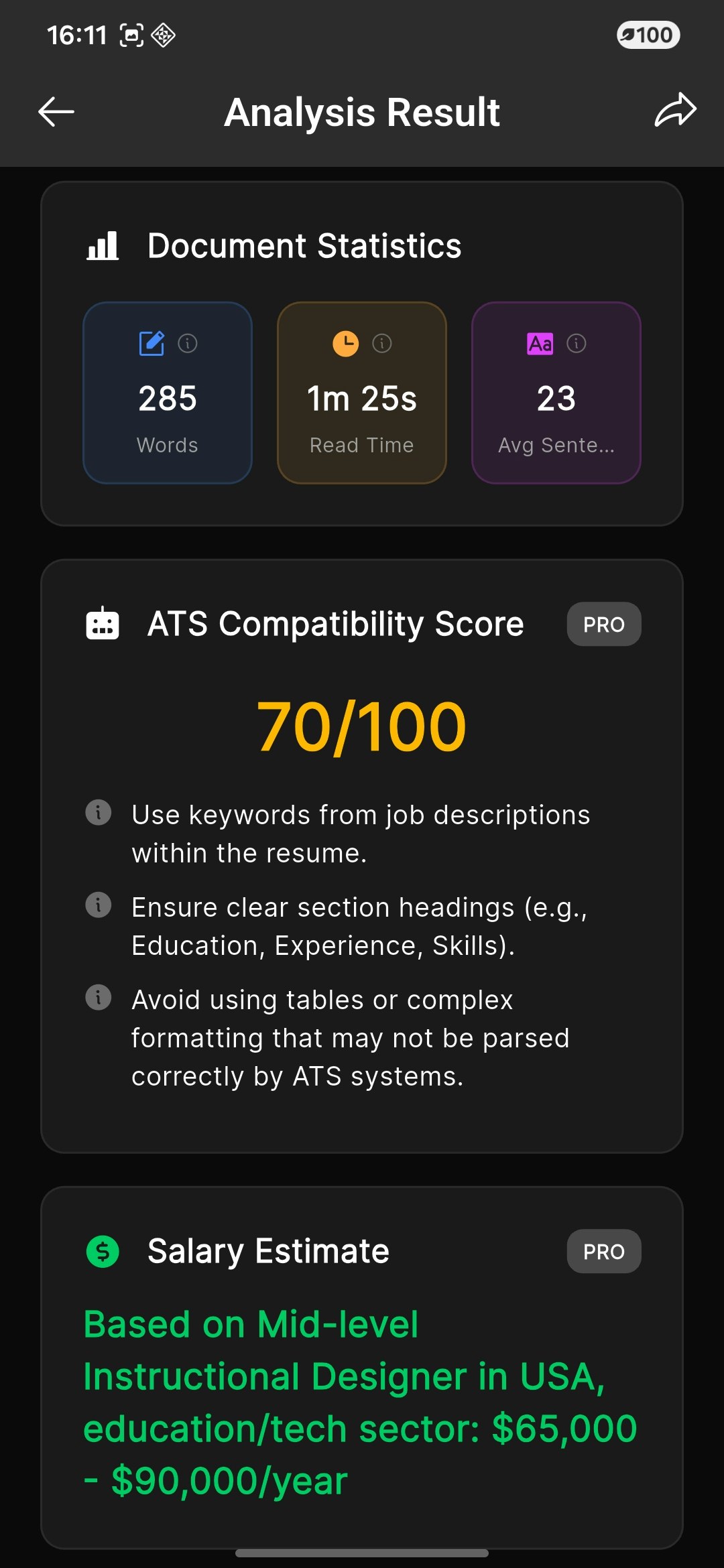 AI CV Analyzer - Screenshot 2 showing product features and functionality
