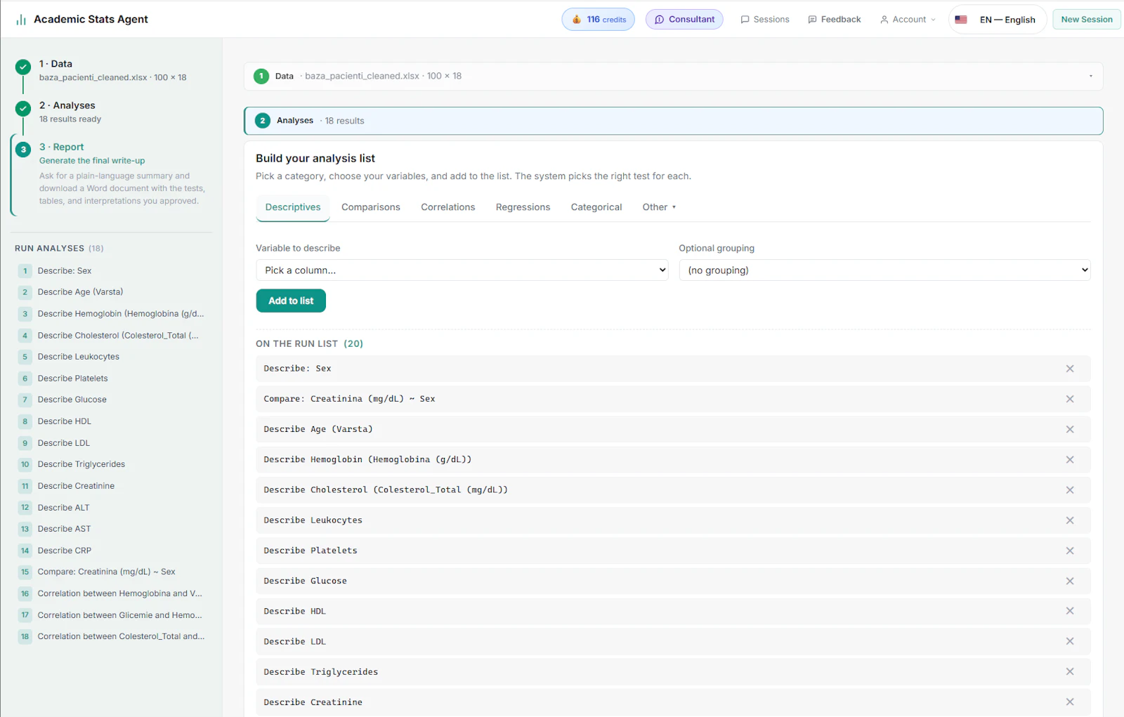 Academic Stats Agent screenshot 2