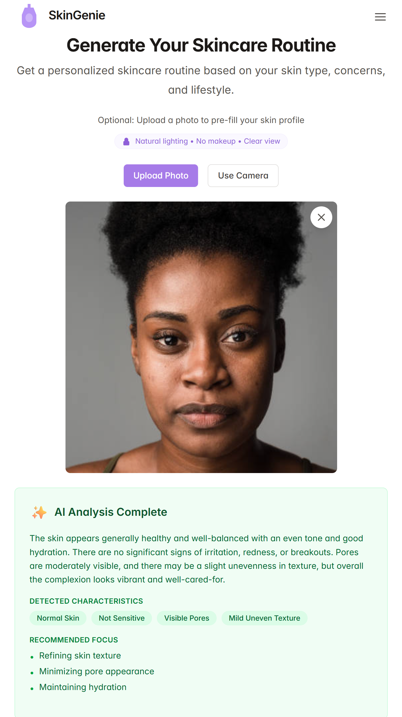 SkinGenie - Screenshot 4 showing product features and functionality