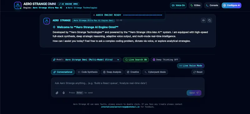 Aero Strange OmniAI Ultra pro max engine screenshot 2