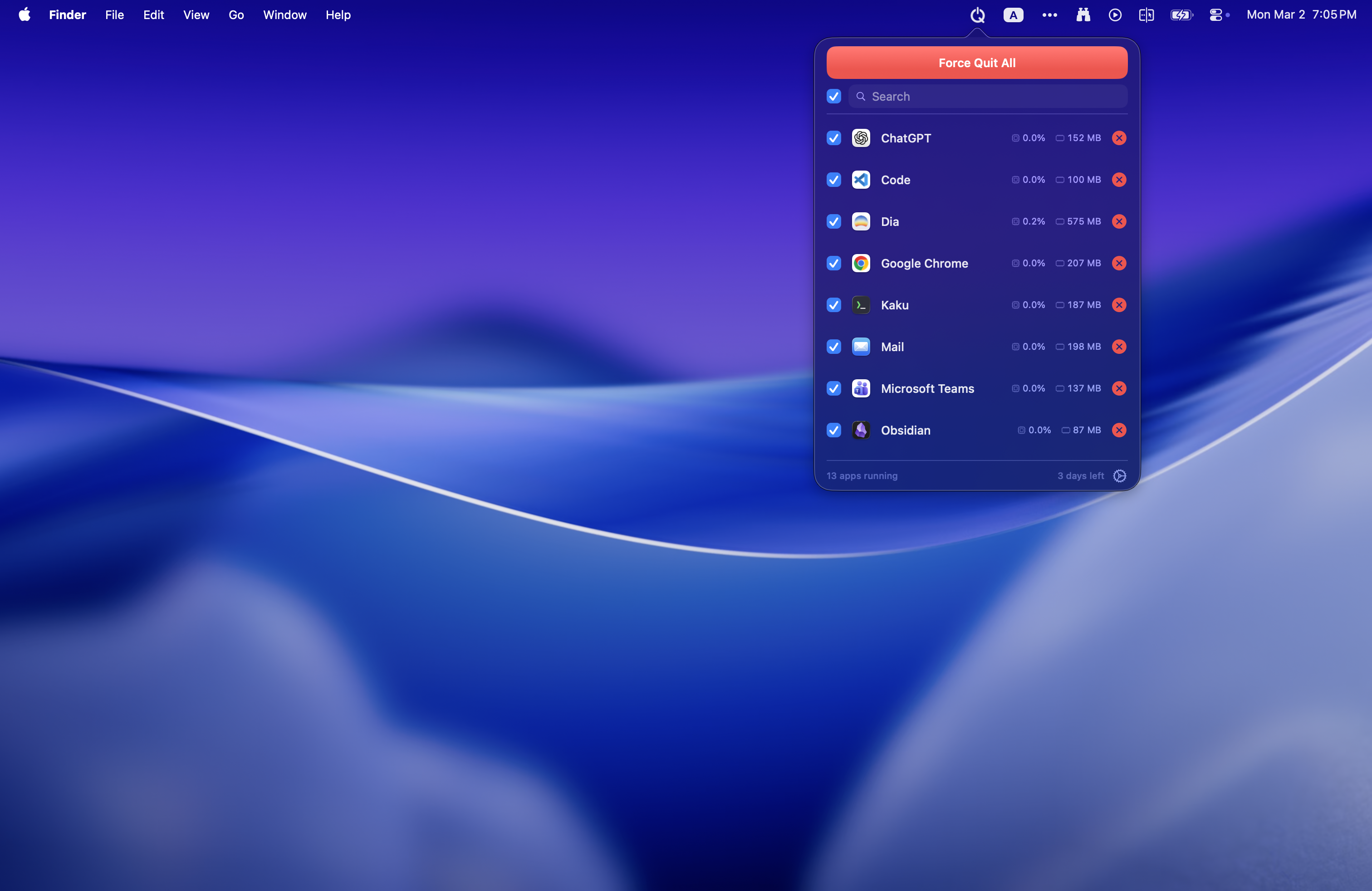 MacQuit - Screenshot 2 showing product features and functionality