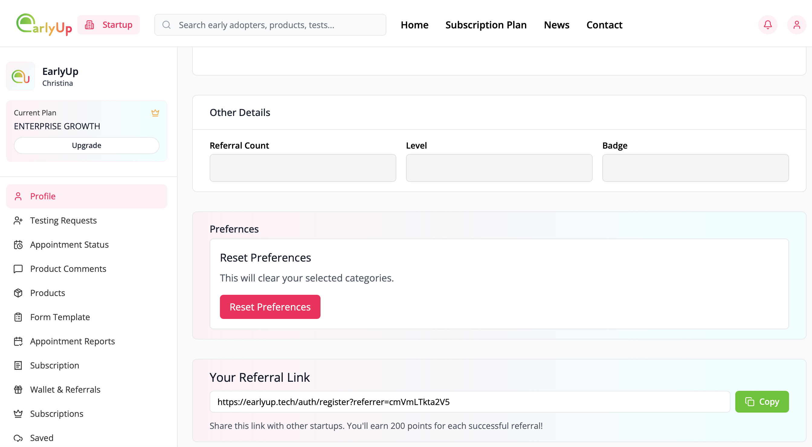EarlyUp - Screenshot 2 showing product features and functionality