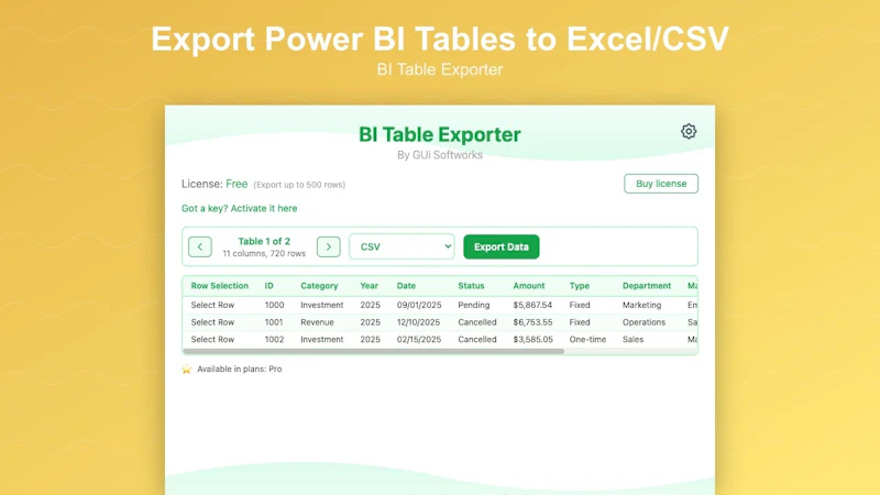 BI Table Exporter screenshot 1 (video preview)