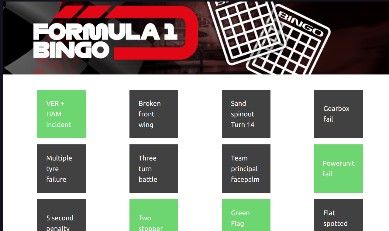 Formula 1 Bingo gallery image