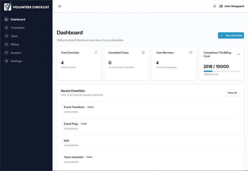 VolunteerChecklist screenshot 1