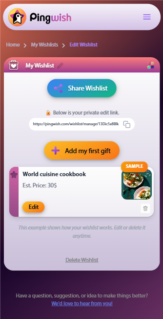 Pingwish - Screenshot 2 showing product features and functionality